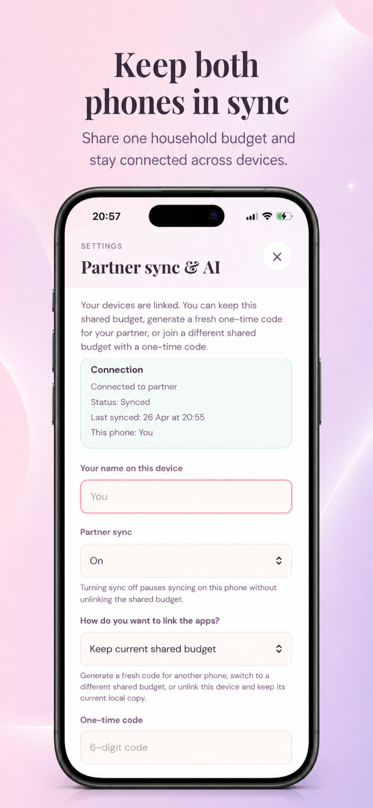 Family Budget AI partner sync app store screenshot